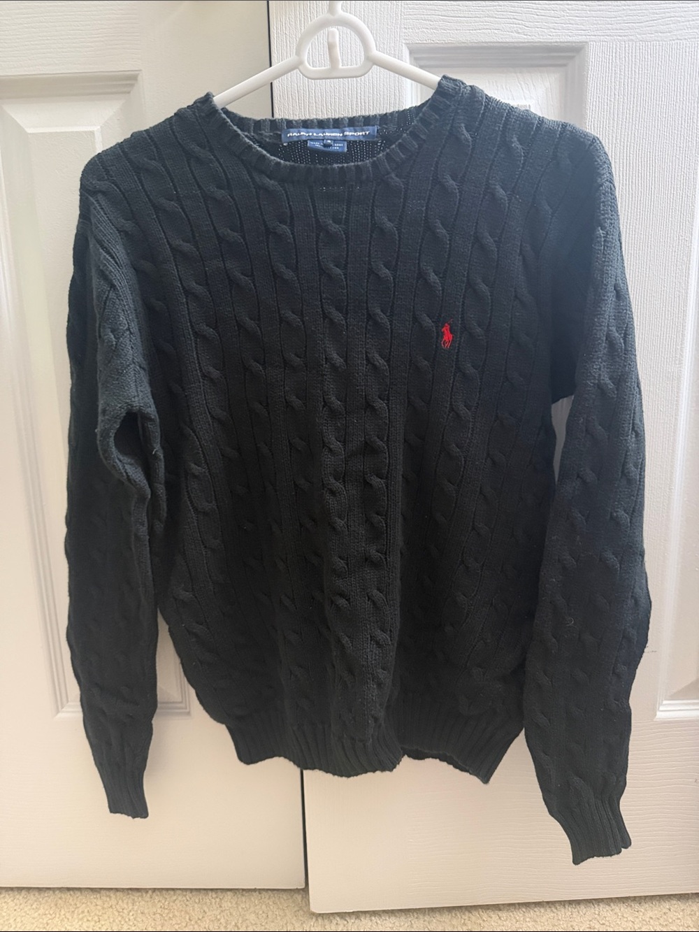 Ralph Lauren Sport Black Cable-Knit Crewneck Sweater